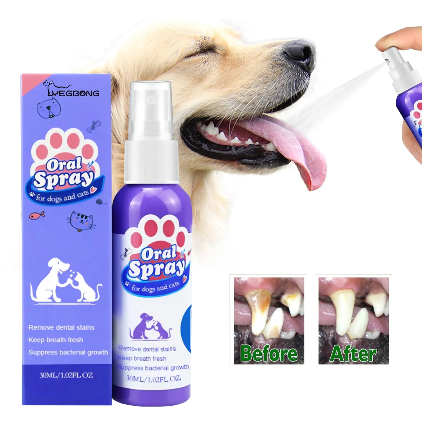 pets teeth cleaning spray to remove tooth stains